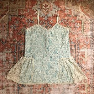 Betsey Johnson lace skull tank top